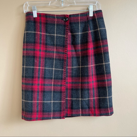 B. MOSS wool plaid wrap skirt size 4 - Picture 6 of 6